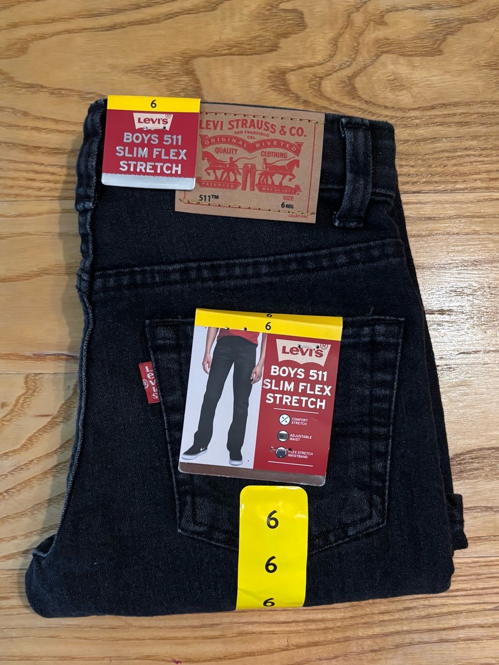 Levi's Boys 511 Slim Flex Stretch Jeans Black NWT Sz 6
